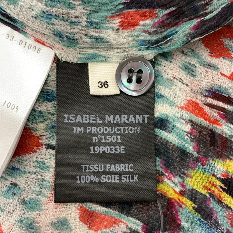 ISABEL MARANT ETOILE / イザベルマランエトワール | シルク 総柄 ギャザー フリル ブラウス | 36 | レディース