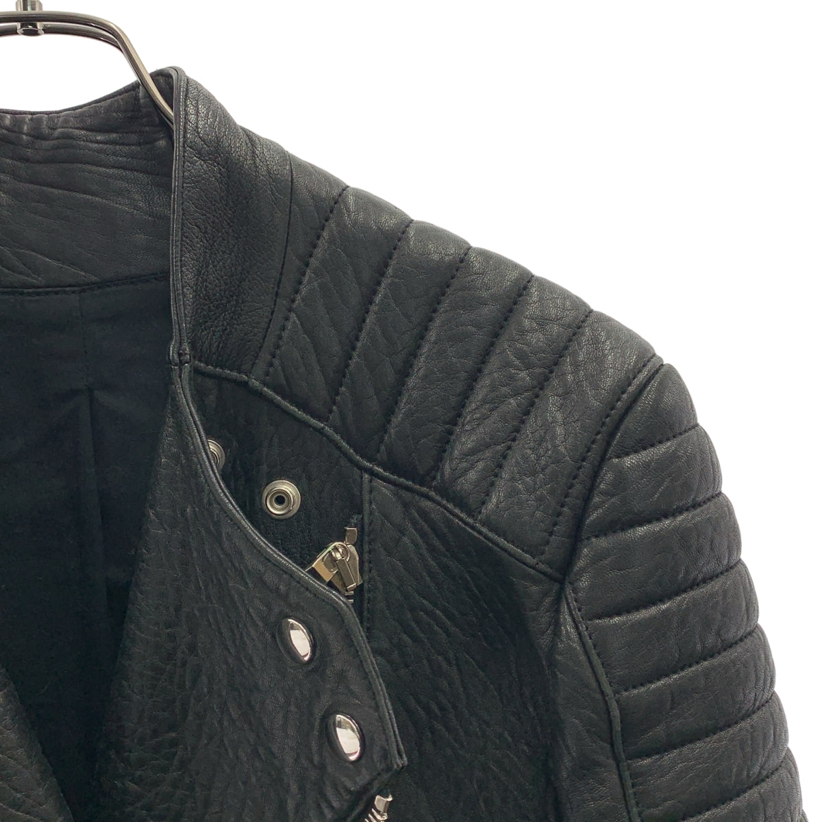 バルマン　　BALMAIN 黒レザーライダースジャケット シェルパ襟付き BALMAIN / バルマン | 2013AW | ラムスキン バイカー レザー
