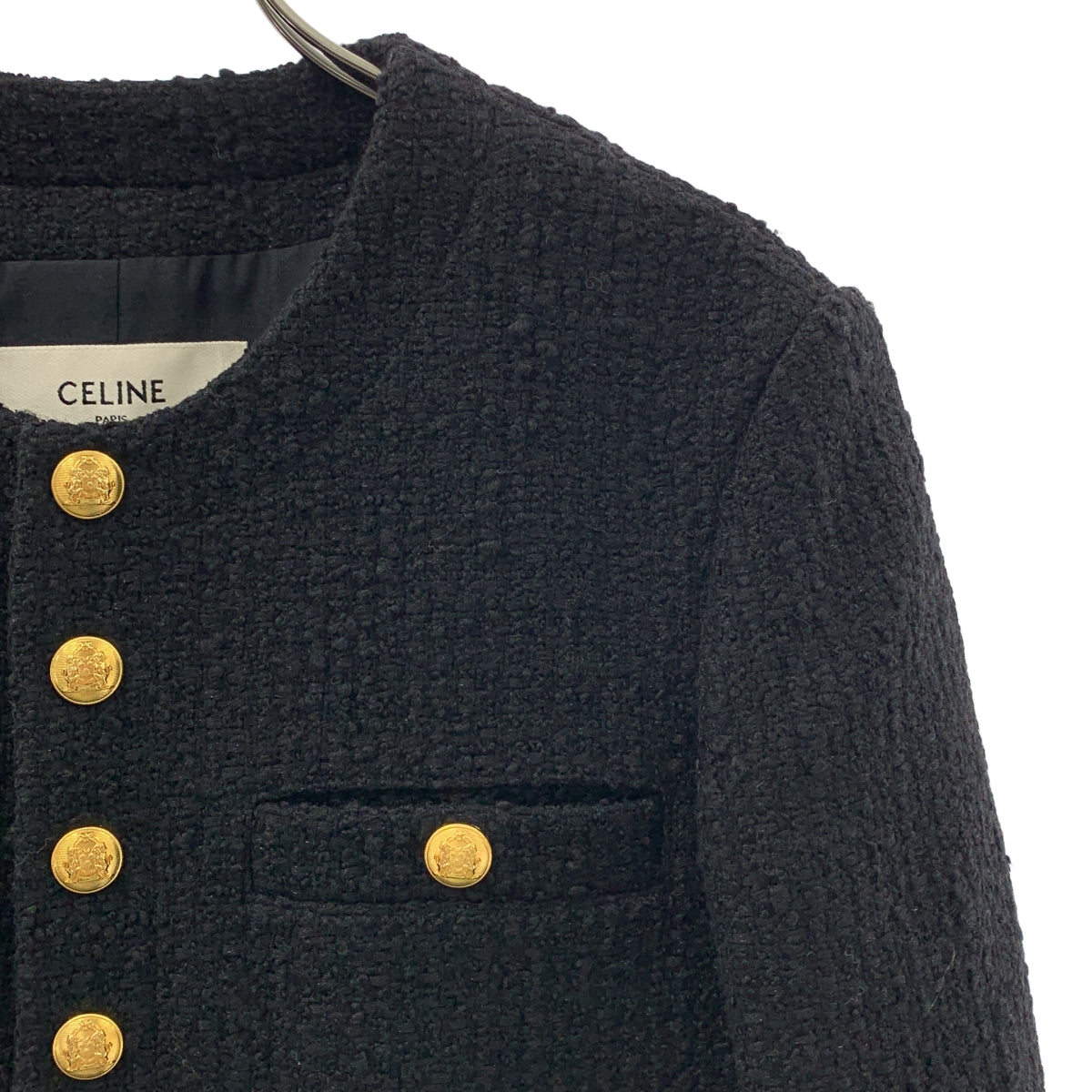 美品】 CELINE / セリーヌ | ブークレツイード 金ボタン ノーカラー