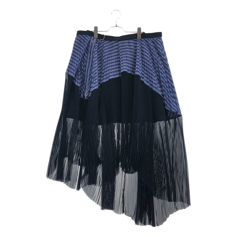 sacai / サカイ | 異素材切替 アシンメトリー プリーツ ラップスカート | 3 | レディース