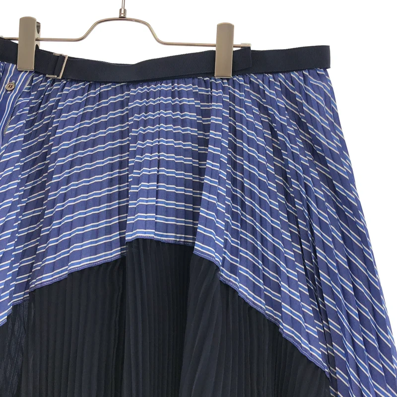 sacai / サカイ | 異素材切替 アシンメトリー プリーツ ラップスカート | 3 | レディース