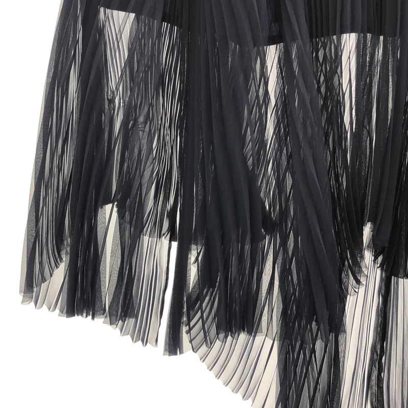 sacai / サカイ | 異素材切替 アシンメトリー プリーツ ラップスカート | 3 | レディース