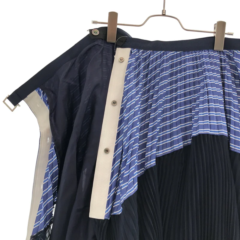 sacai / サカイ | 異素材切替 アシンメトリー プリーツ ラップスカート | 3 | レディース