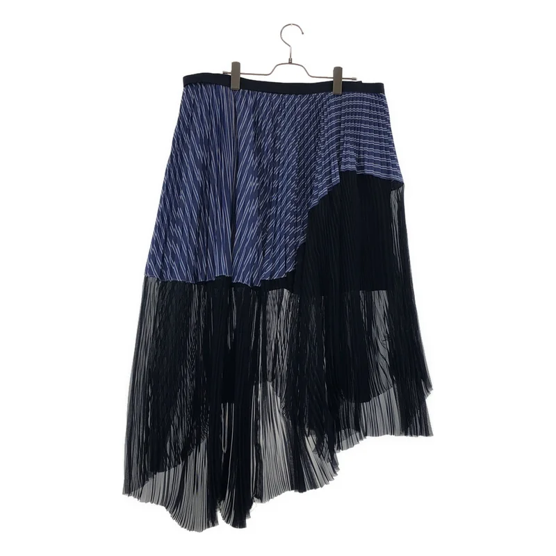 sacai / サカイ | 異素材切替 アシンメトリー プリーツ ラップスカート | 3 | レディース