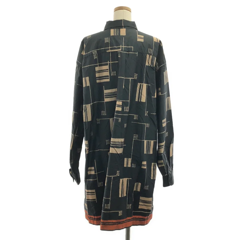 DRIES VAN NOTEN / ドリスヴァンノッテン | 総柄 オーバーシルエット ロングシャツ | S | レディース