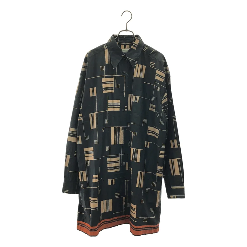 DRIES VAN NOTEN / ドリスヴァンノッテン | 総柄 オーバーシルエット ロングシャツ | S | レディース