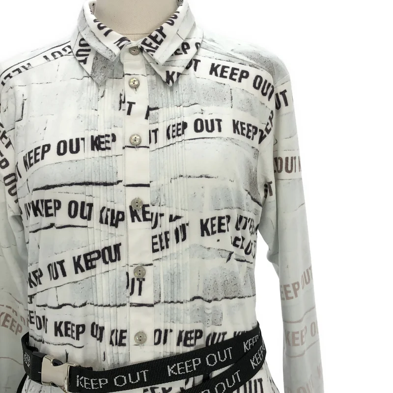 ha | za | ma / ハザマ | 2021年製 | 絶対不可侵 / KEEP OUT 総柄 ベルテッド シャツワンピース | M | レディース