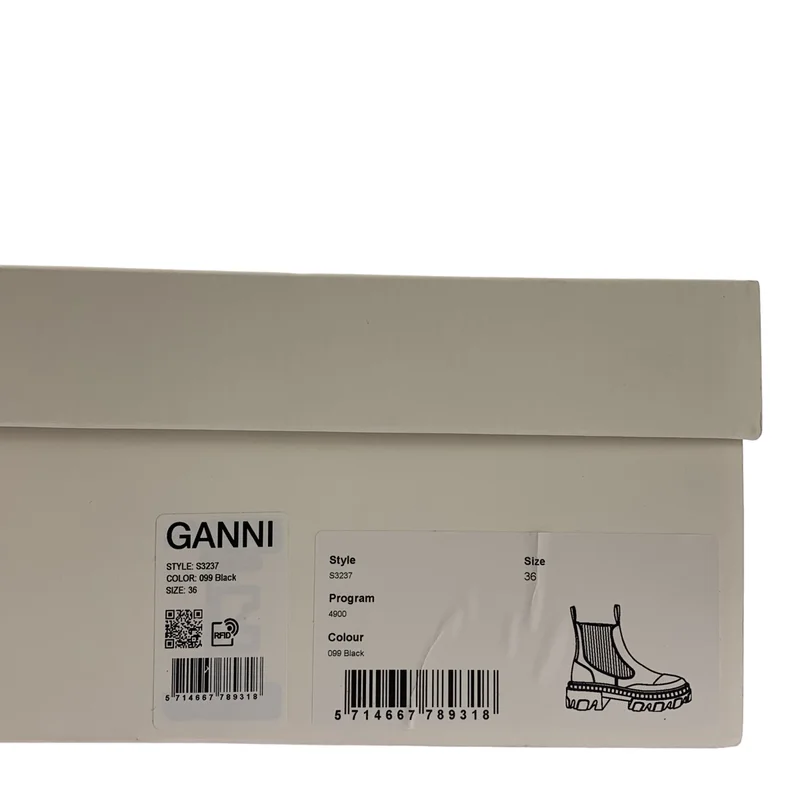Ganni / ガニー | レザー バックロゴ チェルシーブーツ | 36 | レディース