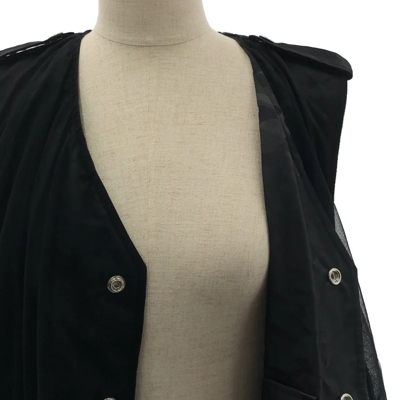 noir kei ninomiya / ノワールケイニノミヤ | 2024AW | チュールドッキング ミリタリーロングベスト | S | レディース