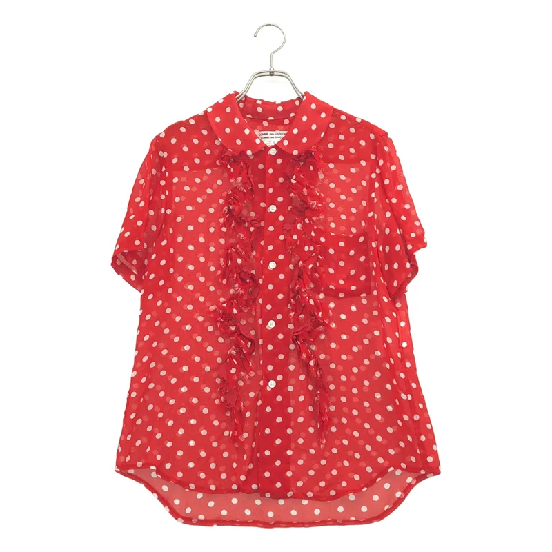 COMME des GARCONS COMME des GARCONS / コムコム | 2014SS | 洗い加工 ドットプリントフリル シャツ | S | レディース