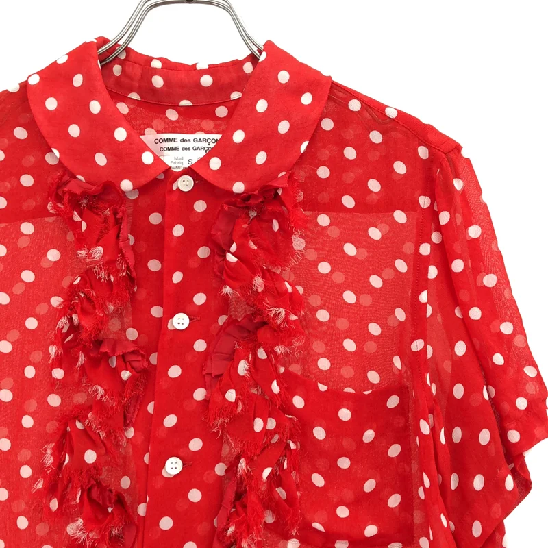 COMME des GARCONS COMME des GARCONS / コムコム | 2014SS | 洗い加工 ドットプリントフリル シャツ | S | レディース