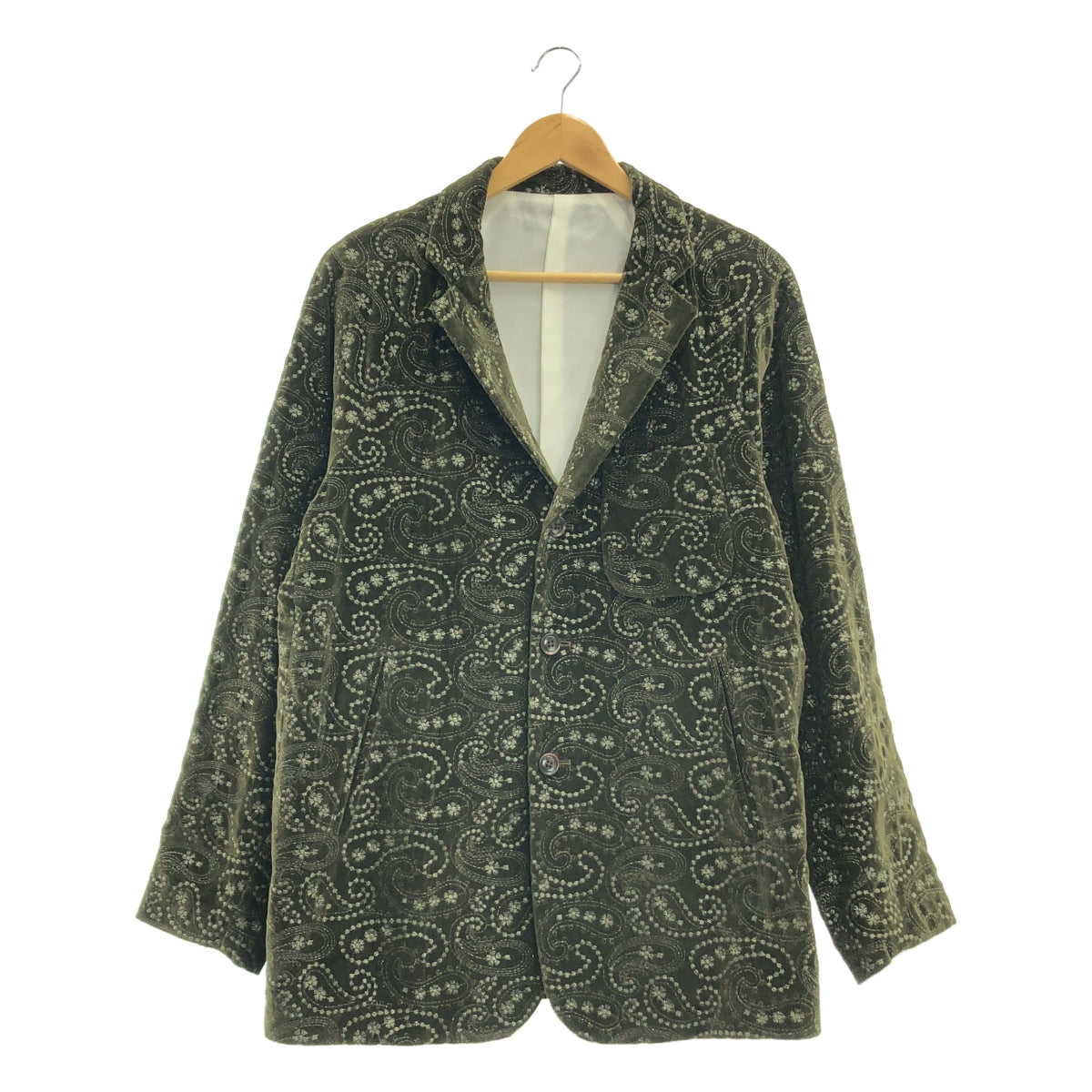 Needles ベルベット ジャケット L 黒・緑 美品】 Needles / ニードルス | Raglan Jacket Emb. Velvet ペイズリー