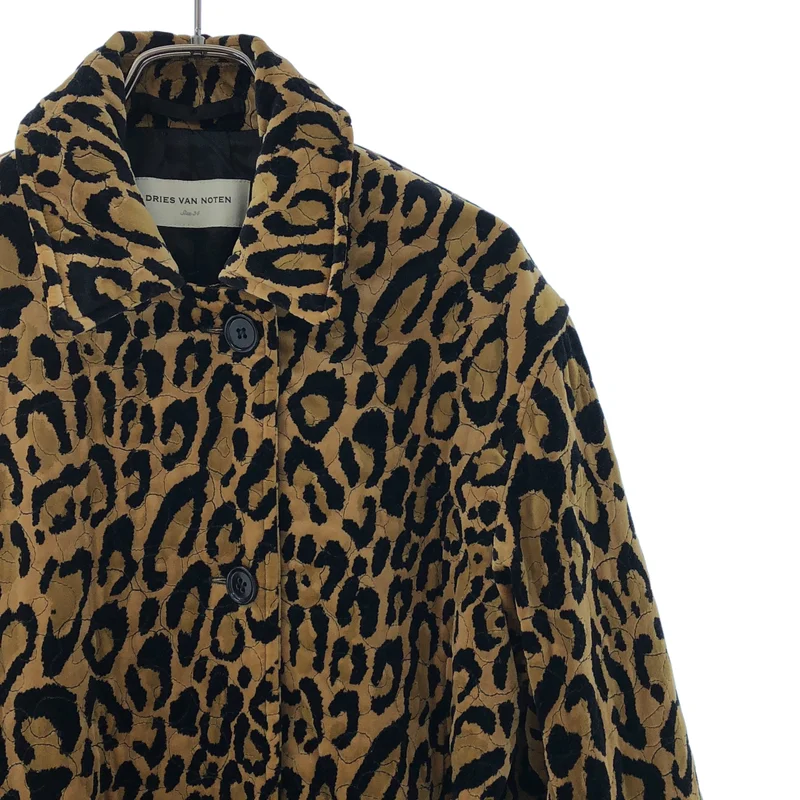 DRIES VAN NOTEN / ドリスヴァンノッテン | 2020AW | ベルベット レオパード ベルテッドコート | 34 | レディース