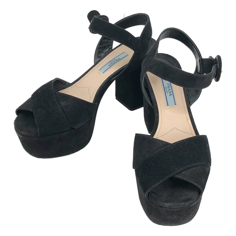 PRADA / プラダ | スエード クロスストラップ プラットフォーム サンダル | 36 1/2 | レディース
