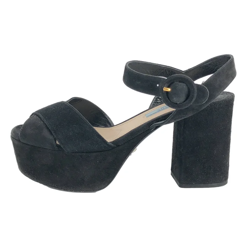 PRADA / プラダ | スエード クロスストラップ プラットフォーム サンダル | 36 1/2 | レディース
