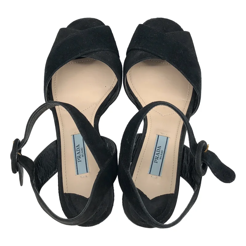 PRADA / プラダ | スエード クロスストラップ プラットフォーム サンダル | 36 1/2 | レディース