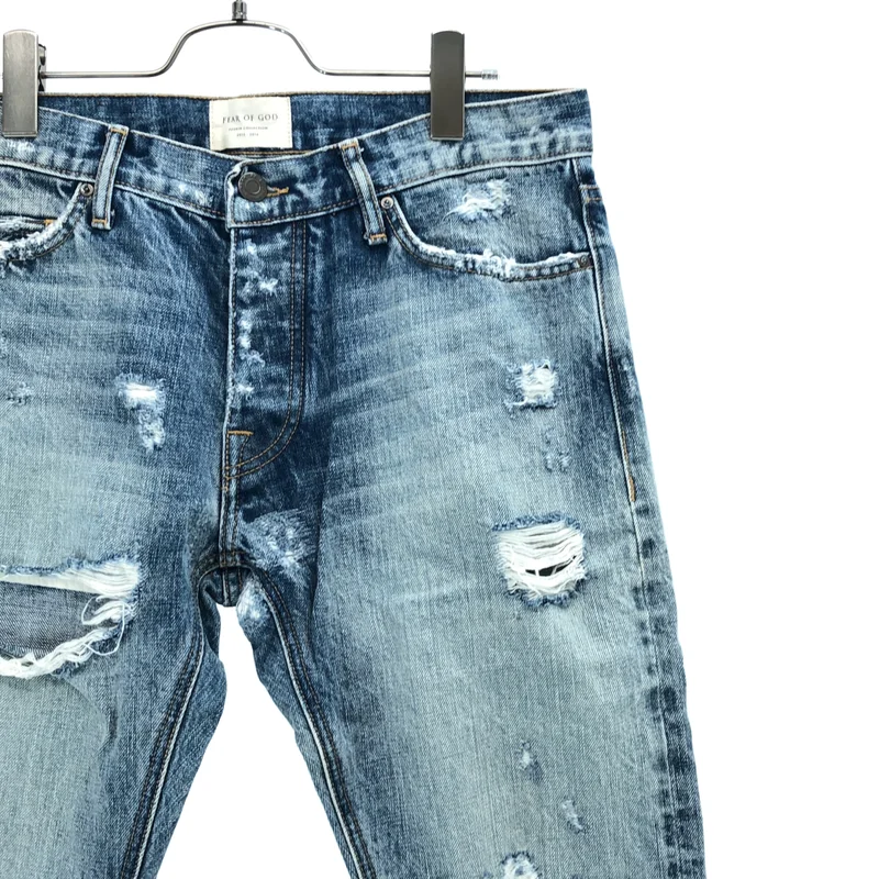 FEAR OF GOD / フィアオブゴッド | 2016AW | 4th Selvedge Denim / クラッシュ加工 サイドジップ スキニーデニム | 32 | メンズ