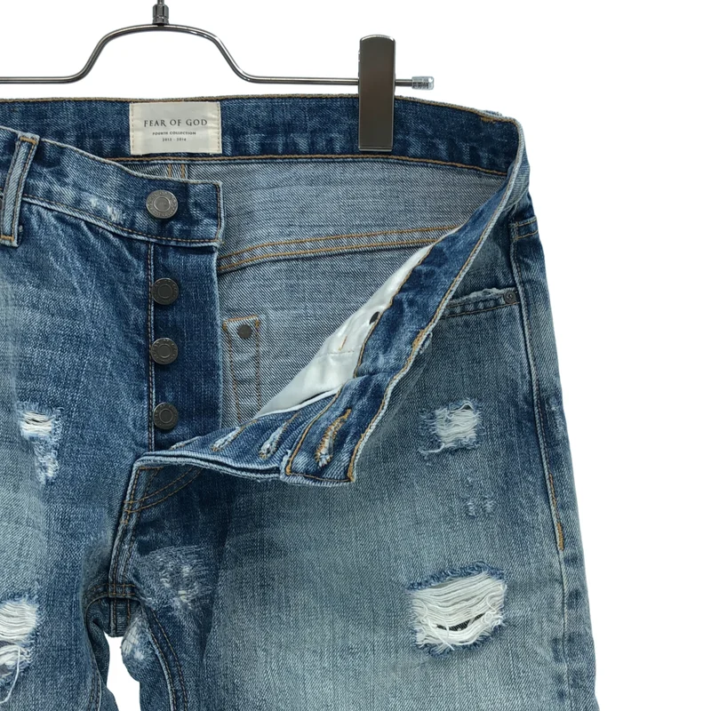 FEAR OF GOD / フィアオブゴッド | 2016AW | 4th Selvedge Denim / クラッシュ加工 サイドジップ スキニーデニム | 32 | メンズ