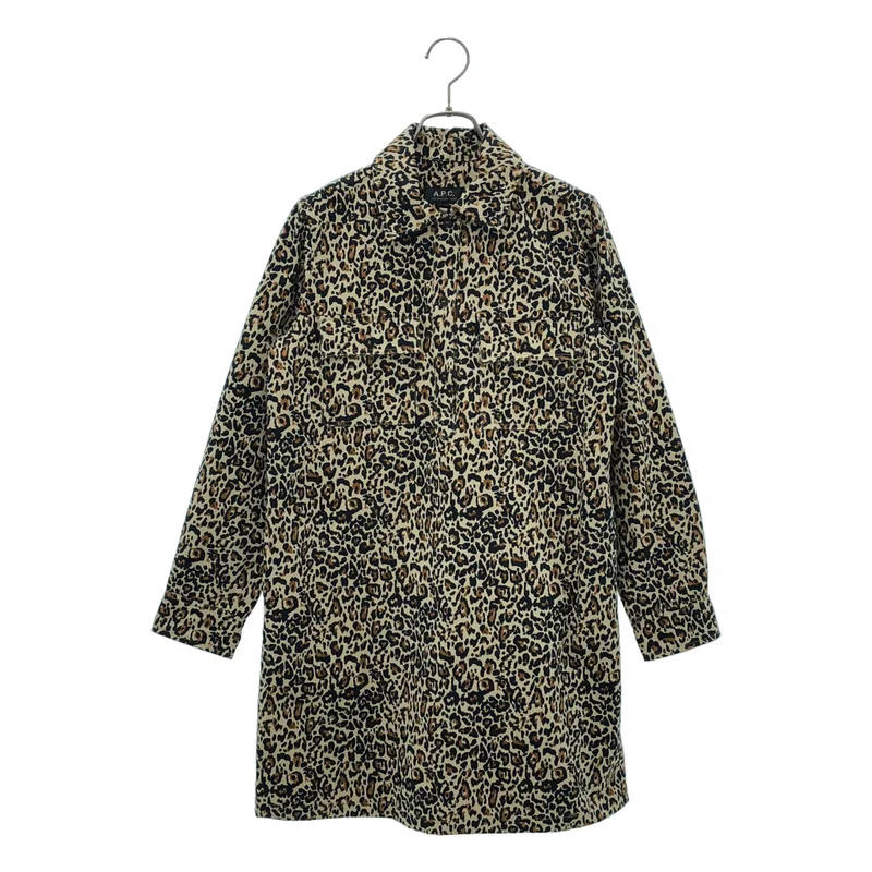 A.P.C. / アーペーセー | コットン レオパード ロングスリーブ プルオーバー ワンピース | 36 | レディース