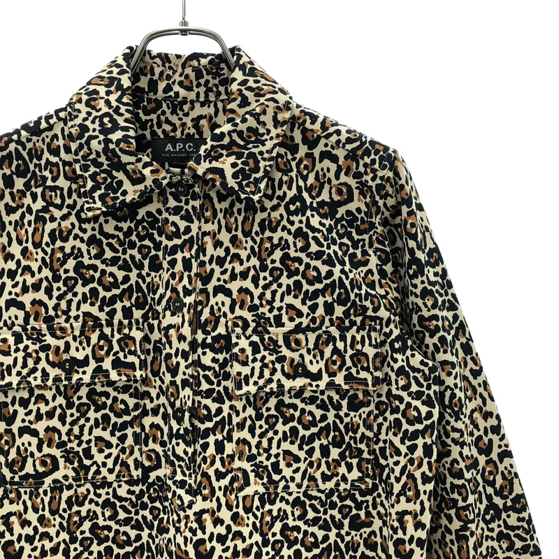 A.P.C. / アーペーセー | コットン レオパード ロングスリーブ プルオーバー ワンピース | 36 | レディース