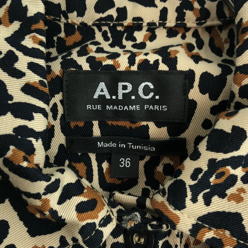A.P.C. / アーペーセー | コットン レオパード ロングスリーブ プルオーバー ワンピース | 36 | レディース