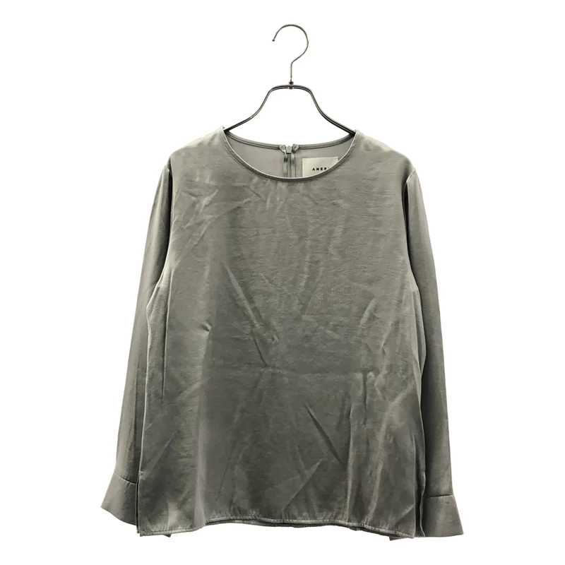 AMERI / アメリ | SIMPLE NO COLLAR TOP  サテンシャツ | F | レディース