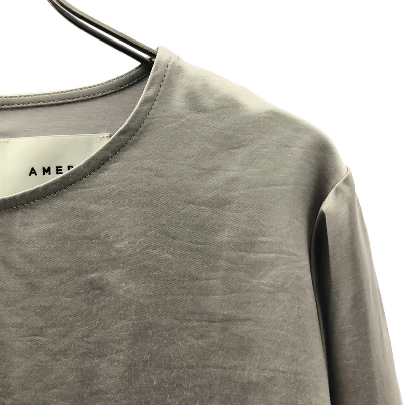 AMERI / アメリ | SIMPLE NO COLLAR TOP  サテンシャツ | F | レディース