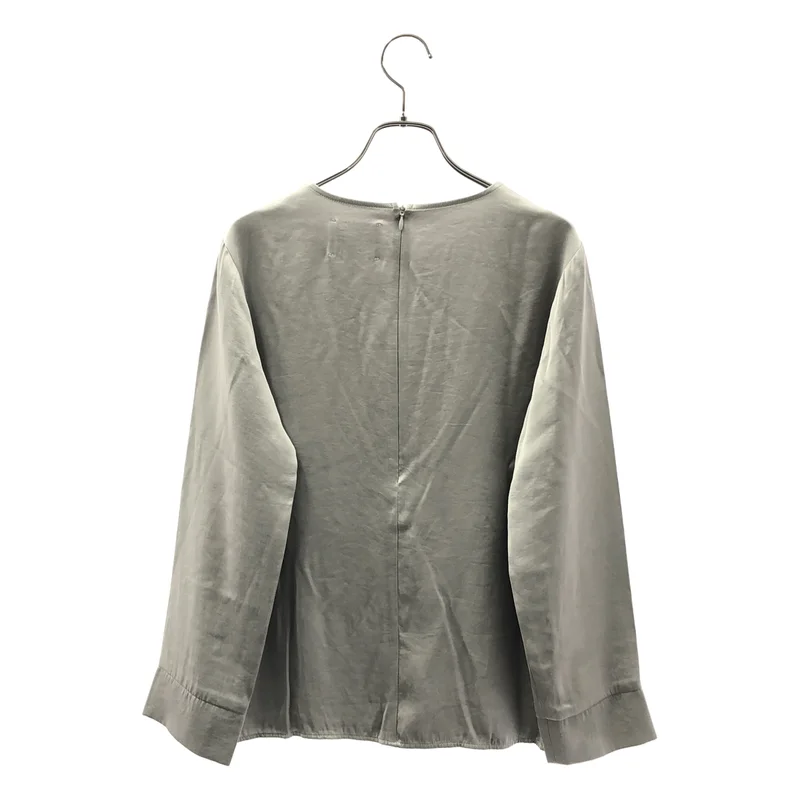 AMERI / アメリ | SIMPLE NO COLLAR TOP  サテンシャツ | F | レディース