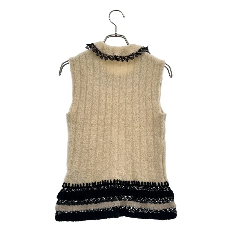 CHANEL / シャネル | ウール混 スリーブレス ラウンドカラー トップス |