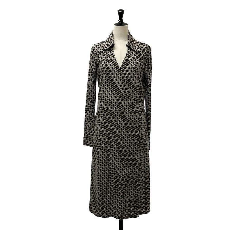 BROOKS BROTHERS / ブルックスブラザーズ | ジオメトリック 総柄 カシュクールワンピース | M | レディース