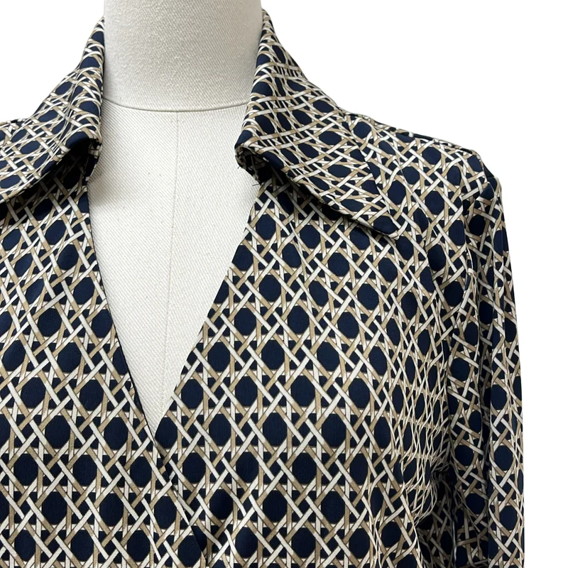 BROOKS BROTHERS / ブルックスブラザーズ | ジオメトリック 総柄 カシュクールワンピース | M | レディース
