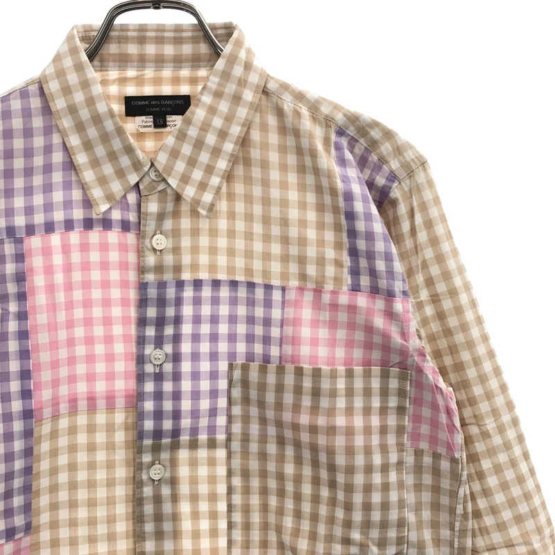 COMME des GARCONS HOMME PLUS / コムデギャルソンオムプリュス | 製品洗い加工 チェック パッチワークシャツ | XS | メンズ
