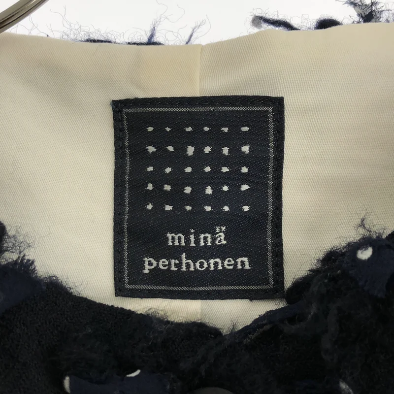 mina perhonen / ミナペルホネン | lumi ウール シルク ドット ノーカラーコート | 38 | レディース