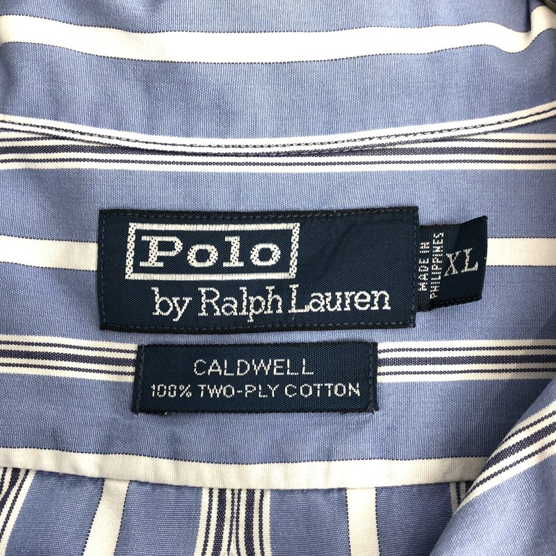 POLO BY RALPH LAUREN / ポロバイラルフローレン | 1990s | ヴィンテージ / CALDWELL コットン ストライプ オープンカラー 半袖シャツ | XL | メンズ