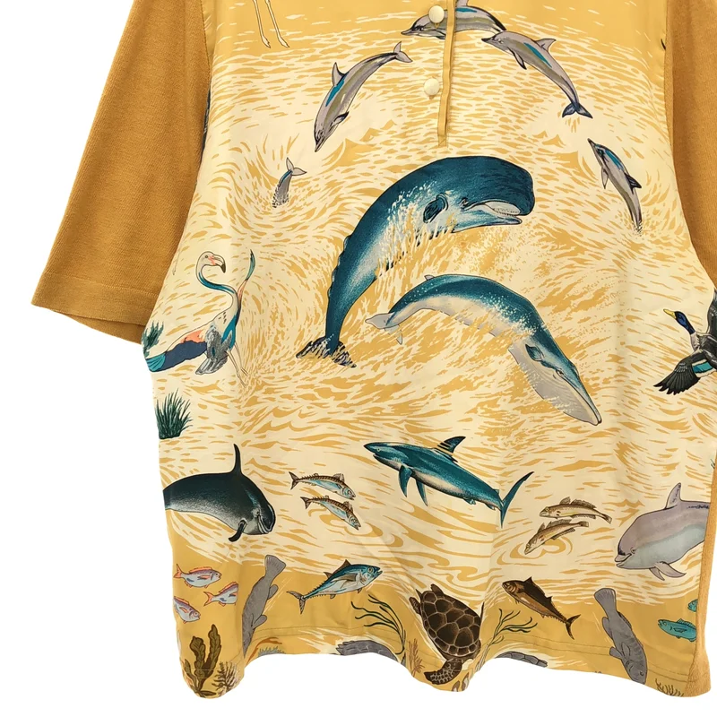 HERMES / エルメス | La Vie Precieuse de la Mediterranee / 地中海の貴重な命 シルク ポロシャツ |