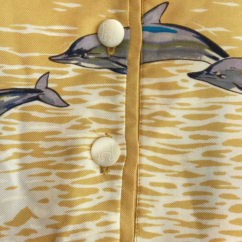 HERMES / エルメス | La Vie Precieuse de la Mediterranee / 地中海の貴重な命 シルク ポロシャツ |