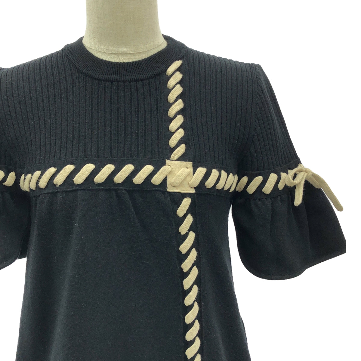 FENDI / フェンディ | レースアップデザイン ニット ワンピース | 38