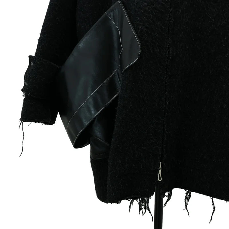 Omar afridi / オマールアフリディ | LIFT PARKA SHEEP BOA / ウール レザーポケット カットオフ スタンドカラーオーバーコート | 44 | メンズ