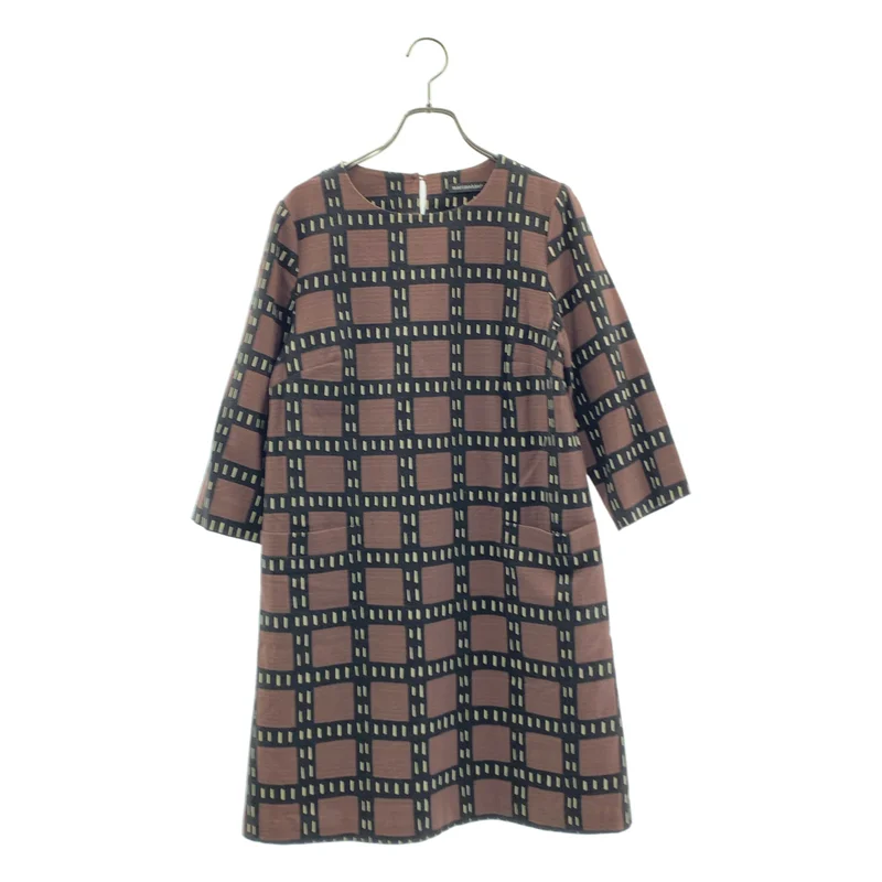 marimekko / マリメッコ | チェック 七分袖 ワンピース | 34 | レディース