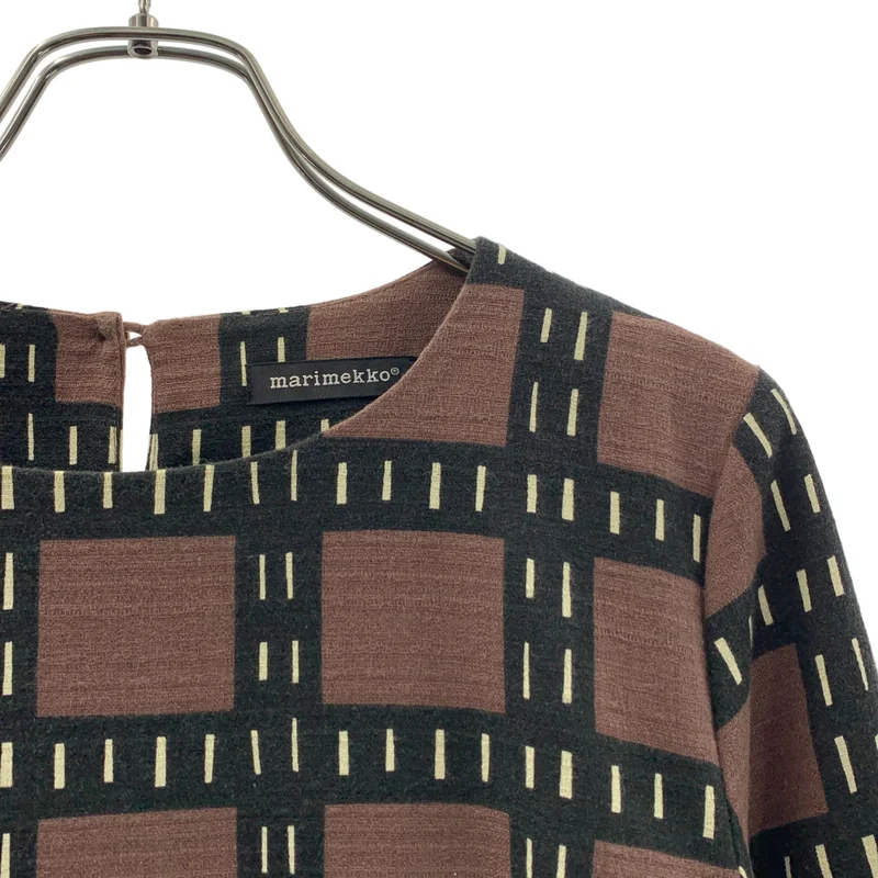 marimekko / マリメッコ | チェック 七分袖 ワンピース | 34 | レディース