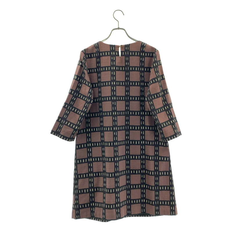 marimekko / マリメッコ | チェック 七分袖 ワンピース | 34 | レディース
