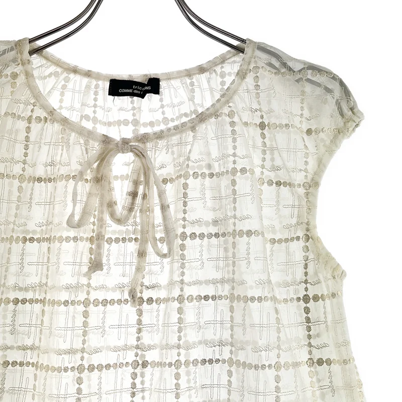 tricot COMME des GARCONS / トリココムデギャルソン | 2002SS | ナイロン チェック シアー ノースリーブ ブラウス |