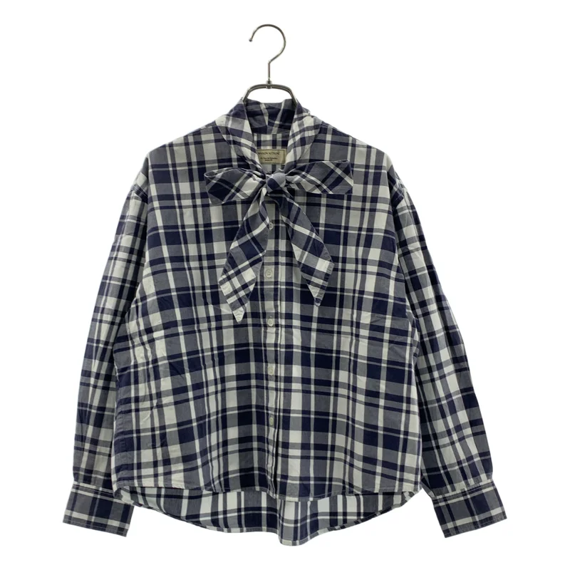 MAISON KITSUNE / メゾンキツネ | コットン チェック ボウタイ シャツ | 36 | レディース