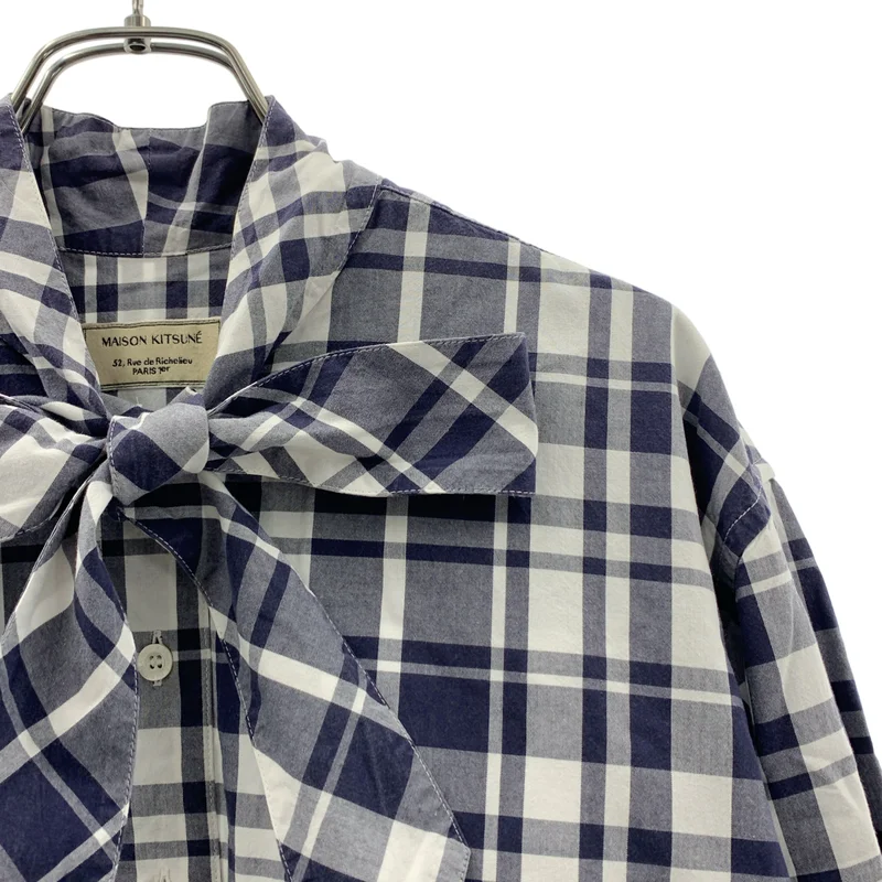 MAISON KITSUNE / メゾンキツネ | コットン チェック ボウタイ シャツ | 36 | レディース