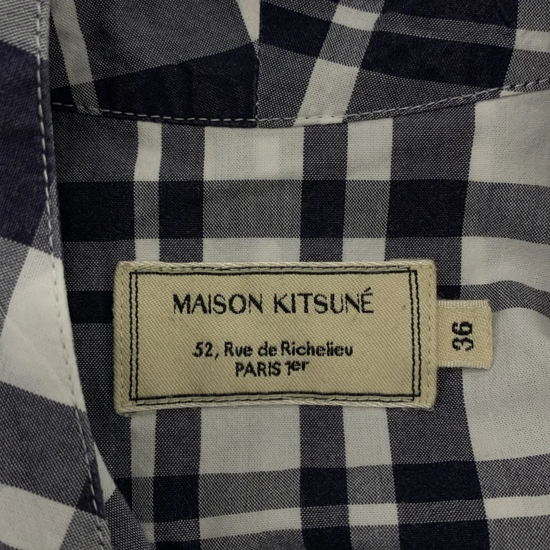 MAISON KITSUNE / メゾンキツネ | コットン チェック ボウタイ シャツ | 36 | レディース