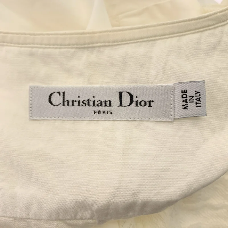Christian Dior / クリスチャンディオール | コットン レース Bee刺しゅう ノーカラーシャツ | 2 | レディース