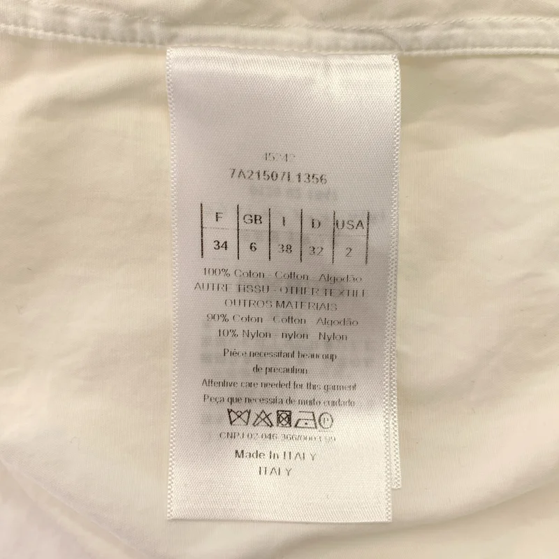 Christian Dior / クリスチャンディオール | コットン レース Bee刺しゅう ノーカラーシャツ | 2 | レディース
