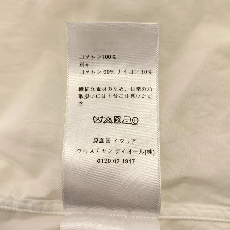 Christian Dior / クリスチャンディオール | コットン レース Bee刺しゅう ノーカラーシャツ | 2 | レディース