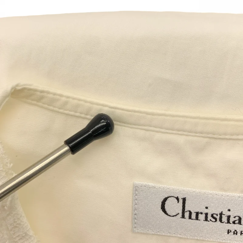 Christian Dior / クリスチャンディオール | コットン レース Bee刺しゅう ノーカラーシャツ | 2 | レディース