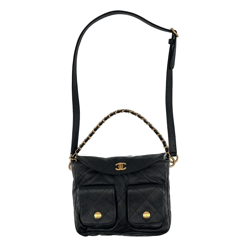 CHANEL / シャネル | キャビアスキン ダブルポケット チェーン ショルダーバッグ / AS5384 |